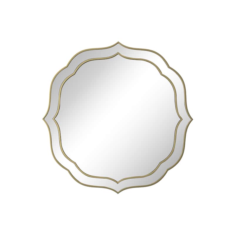 Large Gold Wall Mirror with Glass Beveled Frame - 32" x 32"