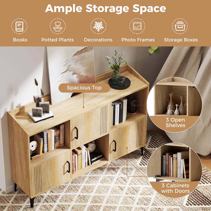 Costway 47" Wide Storage Cabinet Home Large Bookcase with 3 Door - See Details