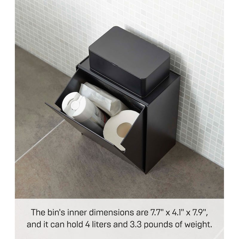 Yamazaki Home Wall-Mounted Storage or Trash Bin, ABS Plastic, 4L, Holds 5.5 lbs