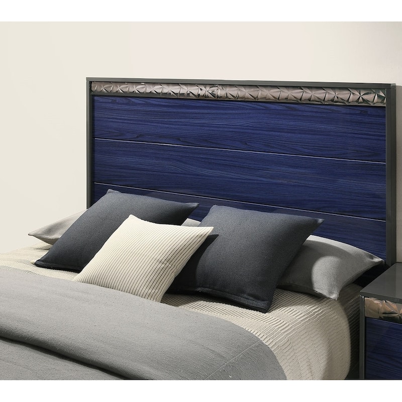 Glam Platform 1-PC Bed Gray Indigo Blue Finish