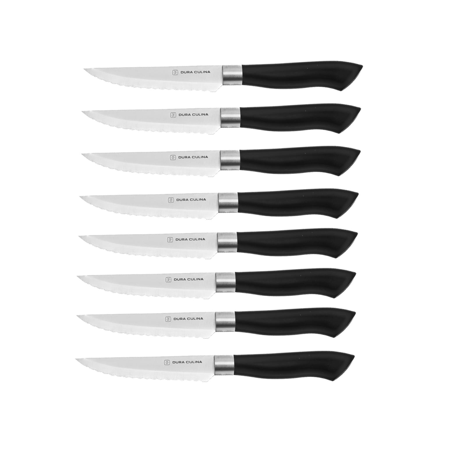 Dura Living 4-Piece Steak Knife Set - Micro-Serrated High Carbon Stainless Steel Blades, Black Handles