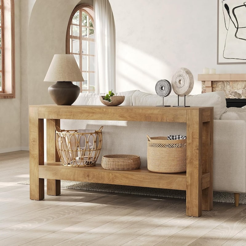 63-Inch Long Console Table for Living Room, Farmhouse Wood Entryway Table for Sofa, Entry, Hallway - 13.8" W x 63" L x 33.5" H