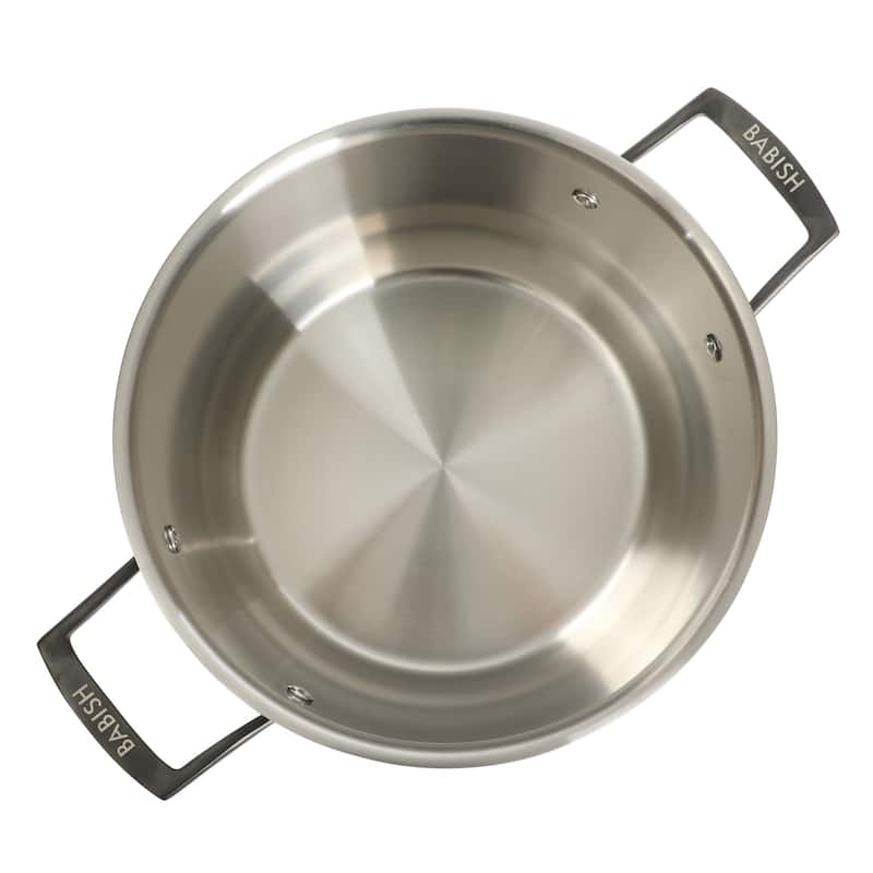 Babish Tri-Ply Stainless Steel Professional Grade Stock Pot w/Lid, 12-Quart