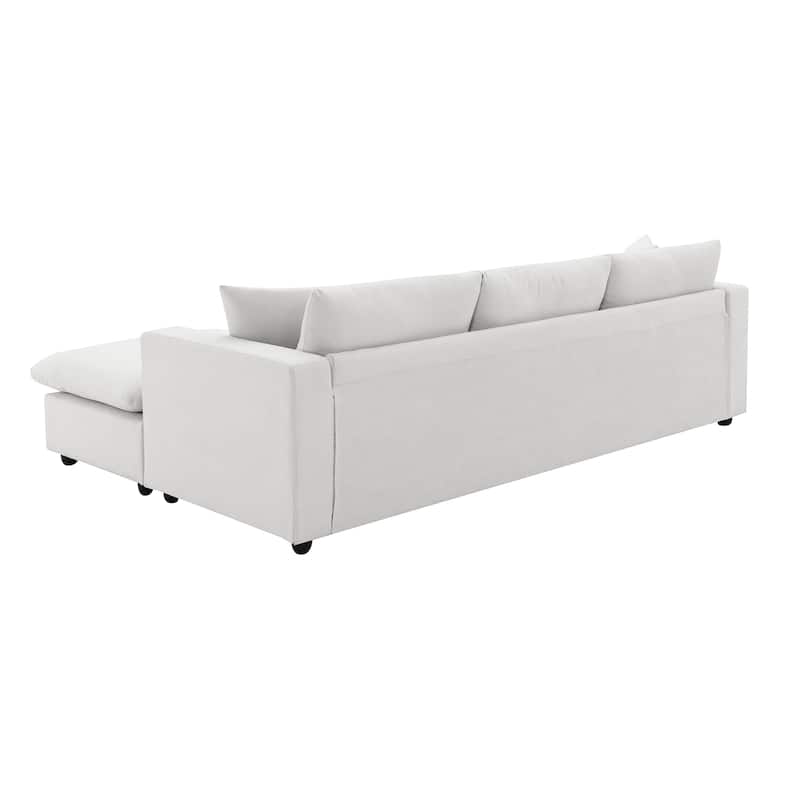101" L-Shaped Polyester Sectional Sofa with 4-Seat Cloud Couch and Movable Ottoman & Pocket Spring Cushions (300lb Capacity)