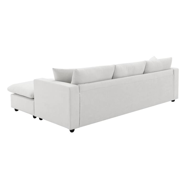L-shaped Polyester Fabric Couch Modern Sectional Sofa with Ottoman