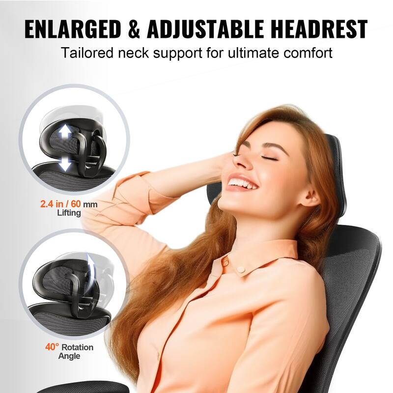 Office Chair Adjustable Lumbar Support High Back Ergonomic Headrest 2D Armrest Computer Chair for Home Office
