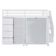 preview thumbnail 7 of 18, White Full Size Wood Loft Bed with Built-in Wardrobes and Drawers