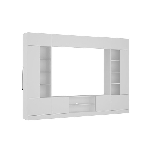 Kerrogee Versatile Wall Unit TV Stand LED Lighting Accommodates TVS Up to 75 Black
