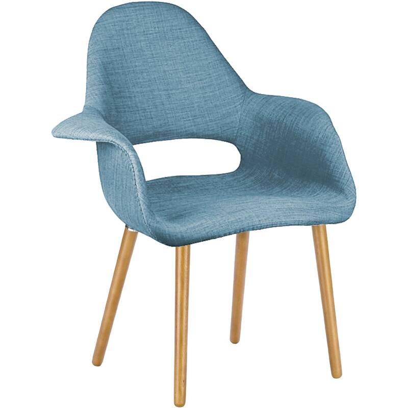 Set of 2 Upholstered Fabric Armchairs with Natural Wooden Legs for Dining Room Office or Accent Chair, Green