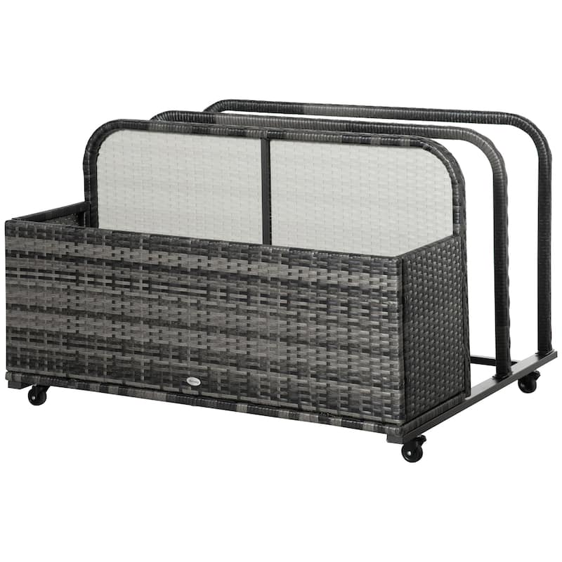 Outsunny Patio Wicker Pool Float Storage Basket - Grey