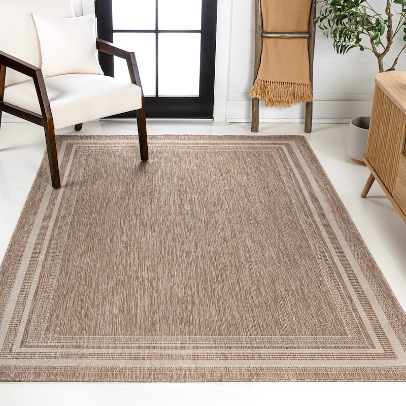 JONATHAN Y Athena Traditional Casual Pinstripe Border Indoor/Outdoor Area Rug
