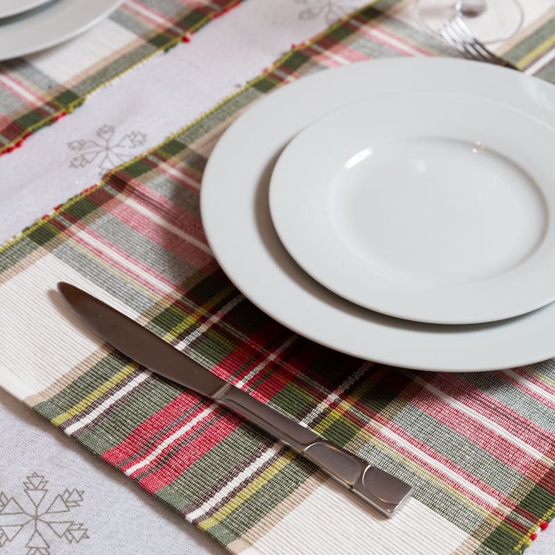 Fabstyles Celebration Plaid High Quality Cotton Placemats Set of 4 - 13"x19"