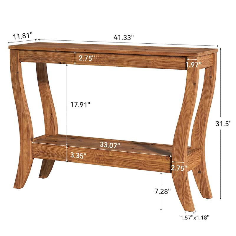 Solid Wood Console Table, Entryway Sofa Table with Storage Shelf for Living Room, Hallway, Foyer