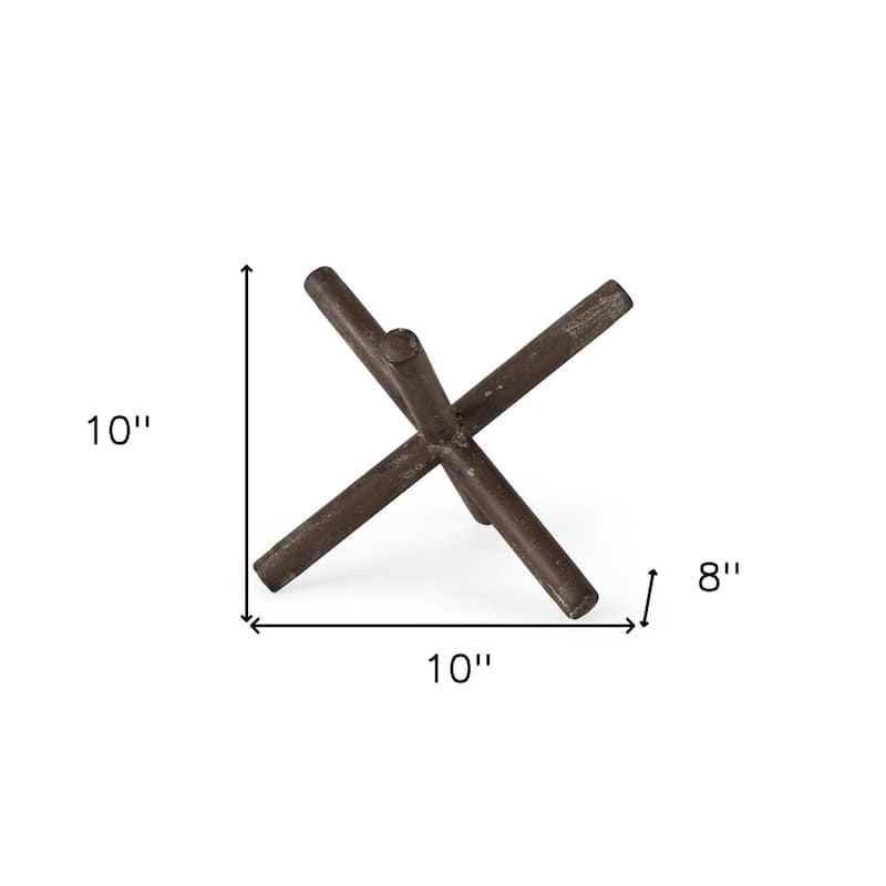 HomeRoots 10" Rustic Metal X Decorative Sculpture