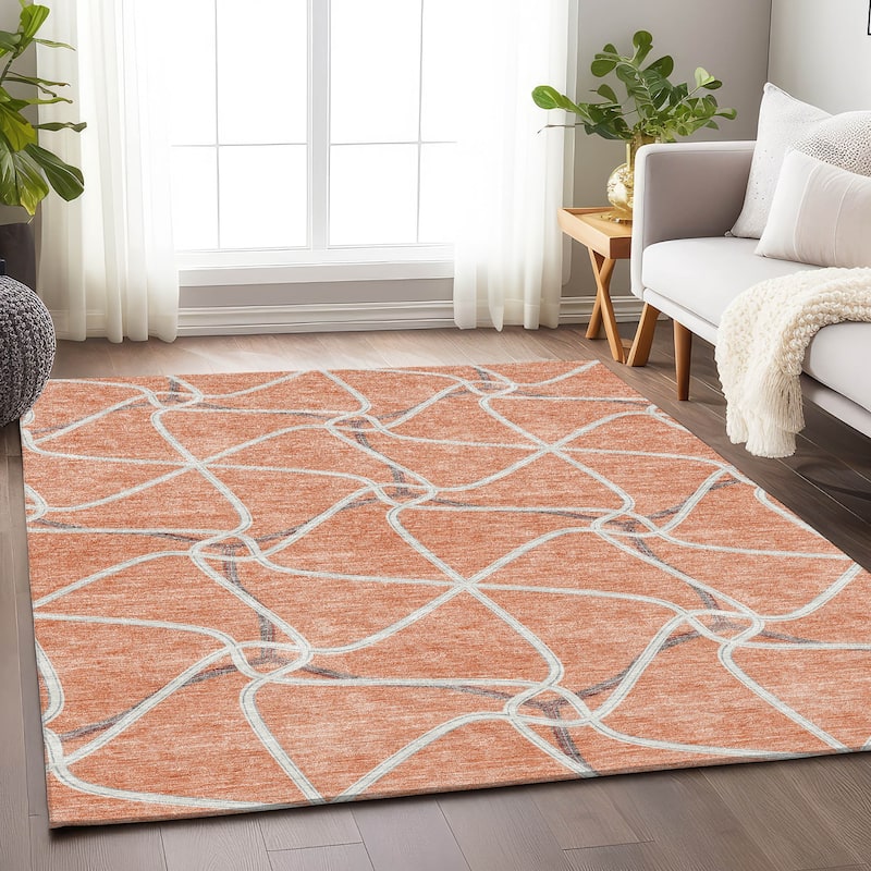 Premium Washable Super Soft Contemporary Geo Mayfield Rug - Salmon - 9' x 12'