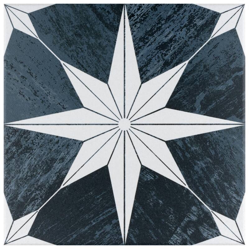 Merola Tile Cassis Stella Black Night 9-3/4" x 9-3/4" Porcelain Floor and Wall Tile - Case (16 Tiles)