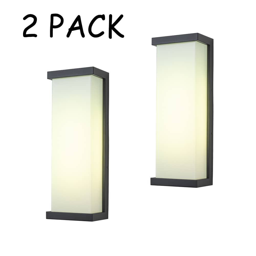 H20" Smart RGB Outdoor Wall Light Modern with Remote and App Control Weather-Resistant Cast Iron Exterior Light Fixture(2 Pack)