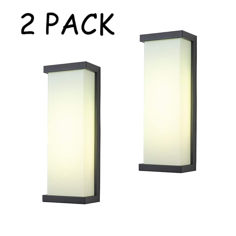 H20" Smart RGB Outdoor Wall Light Modern with Remote and App Control Weather-Resistant Cast Iron Exterior Light Fixture(2 Pack) - W7" - Black