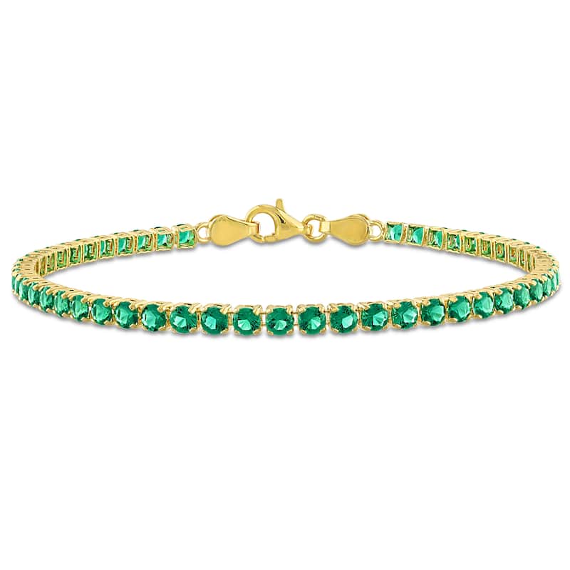 Miadora 4 3/5ct TGW Created Emerald Tennis Bracelet in Yellow Silver