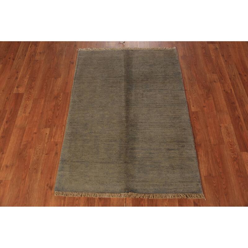 Modern Gabbeh Oriental Rug Hand-Knotted Multi-Color Wool Carpet - 2'9" x 3'10"