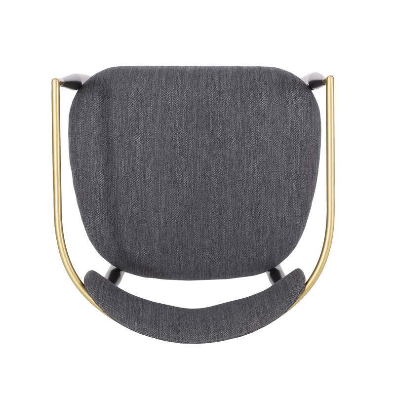 Fabric Upholstered Dining Chair with Open Backrest and Metal Frame, Set of 2