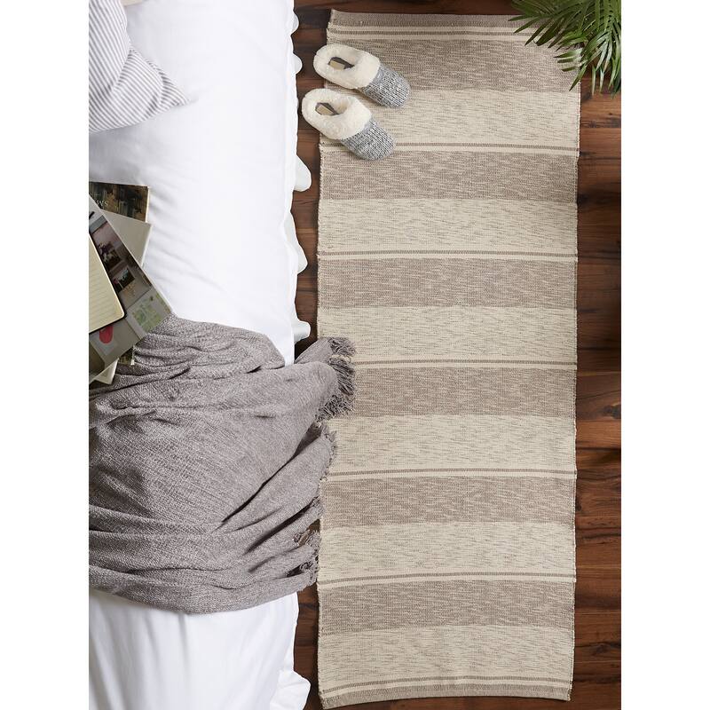 DII French Blue Variegated Plaid Recycled Yarn Rug (Set of 2) - Big