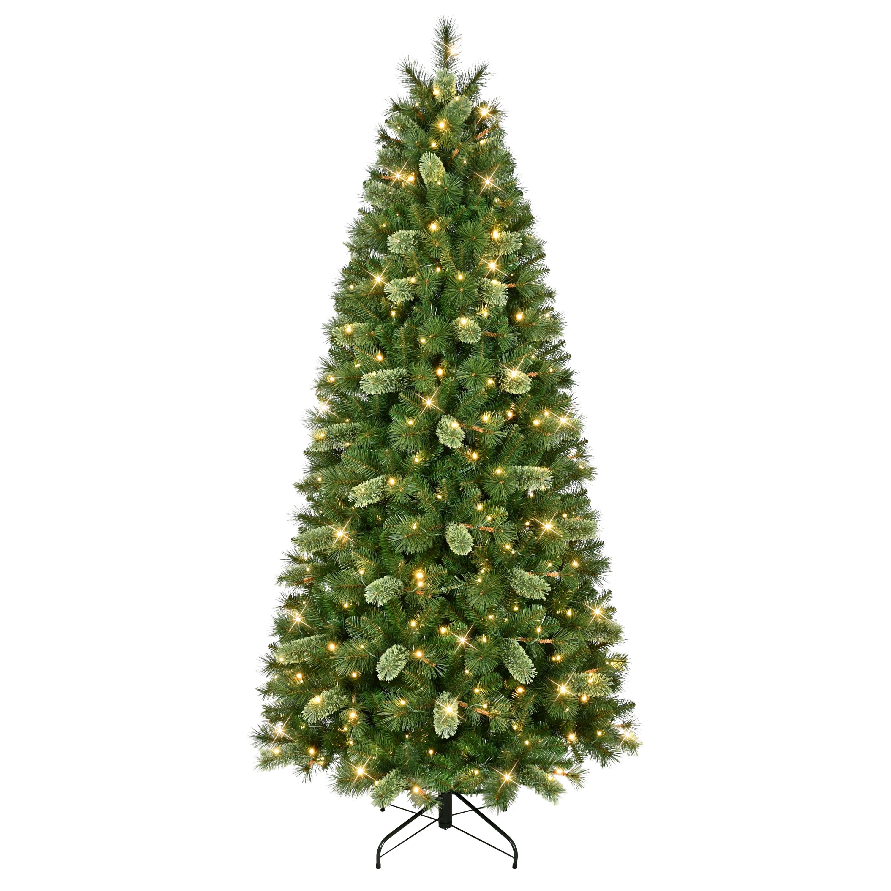 Puleo International 7.5' Pre-Lit Artificial Slim Teton Pine Tree with 350 LED Lights