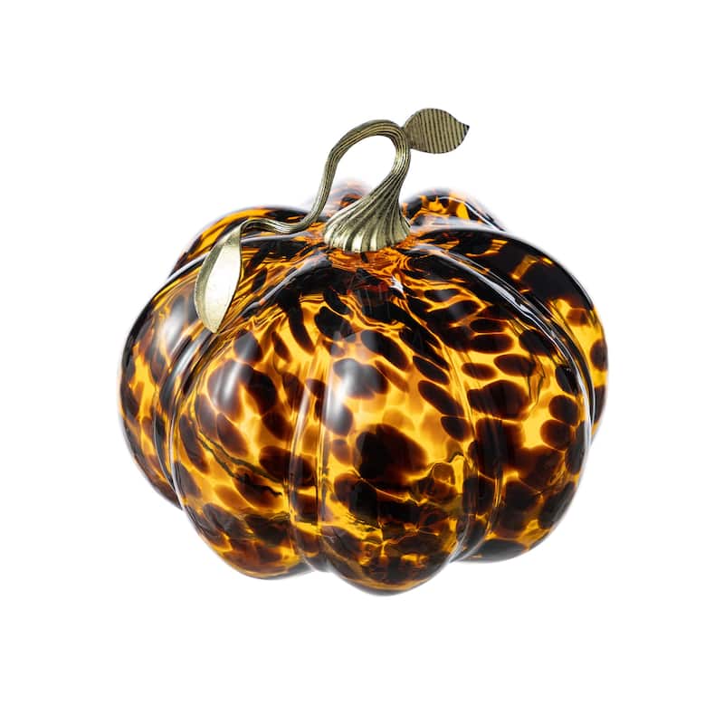 Glitzhome Fall Harvest Handblown Glass Pumpkins Set Thanksgiving Table Centerpieces
