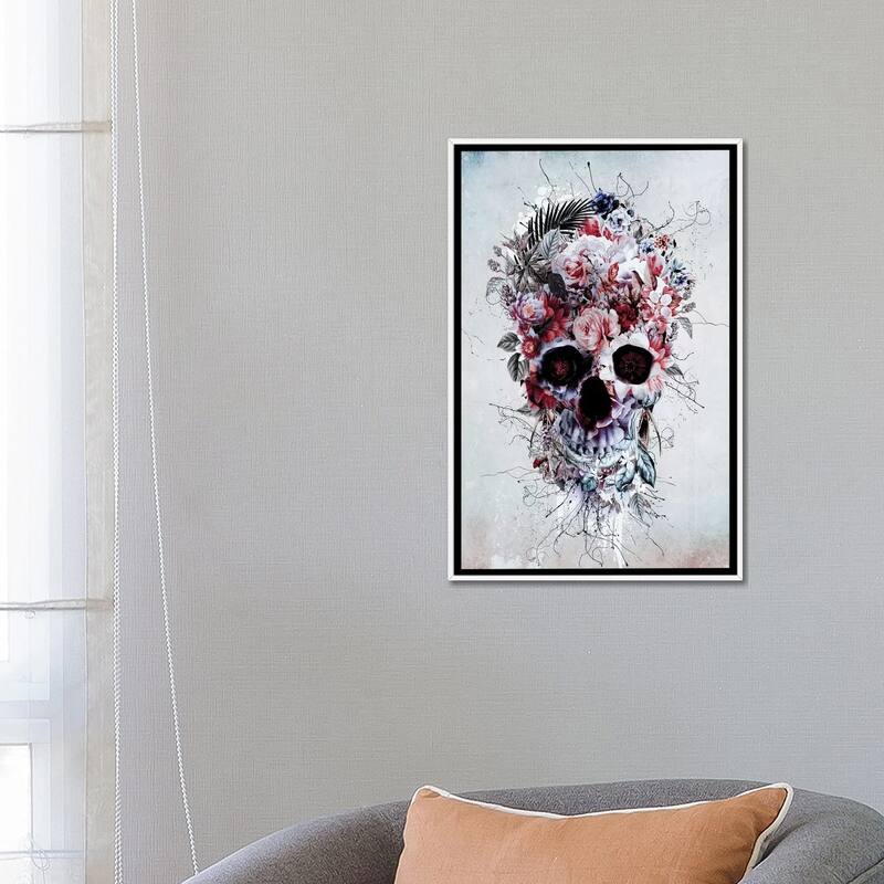 iCanvas "Floral Skull RPE" by Riza Peker Framed Canvas Print