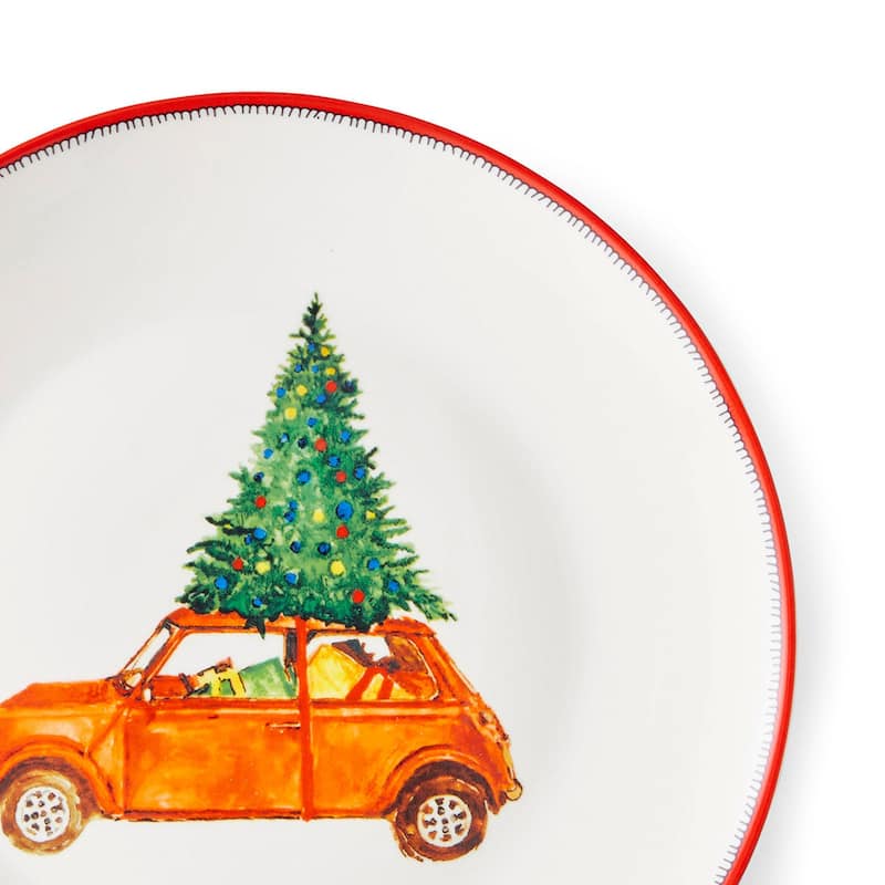 Spode Set of 4 Kit Kemp Doodles Christmas Cake Plates - 6-Inch