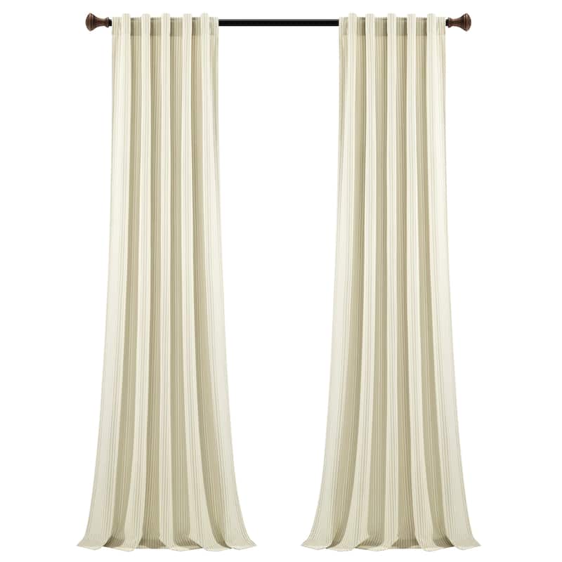 Lush Decor Farmhouse Vintage Stripe Yarn Dyed Cotton Back Tab/Rod Pocket Window Curtain Panels