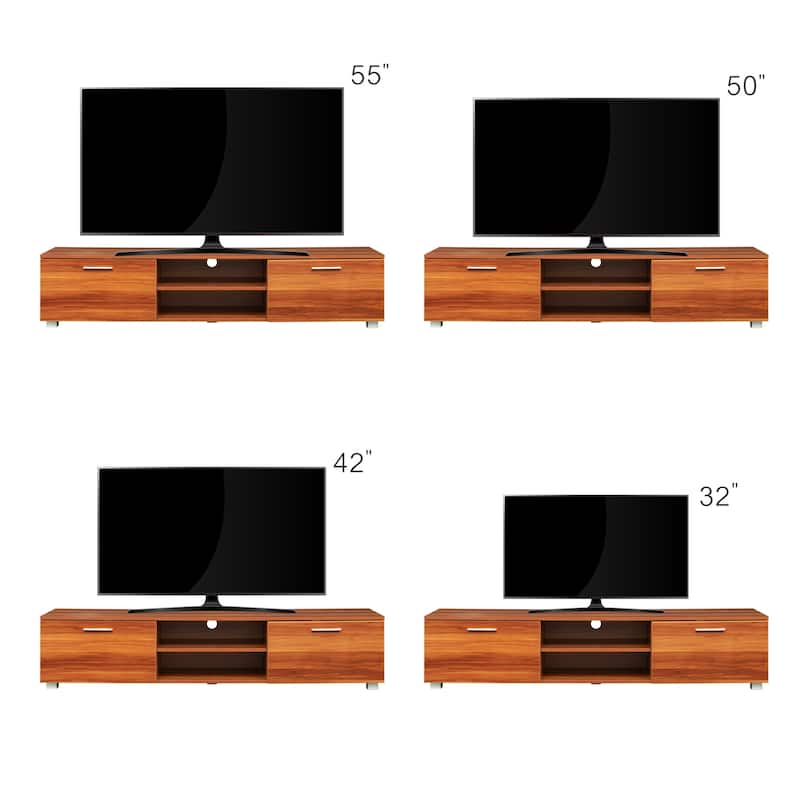 Modern Style 62.99" TV Stand with Open Shelves and 2 Storage Cabinet for TVs Up to 70"