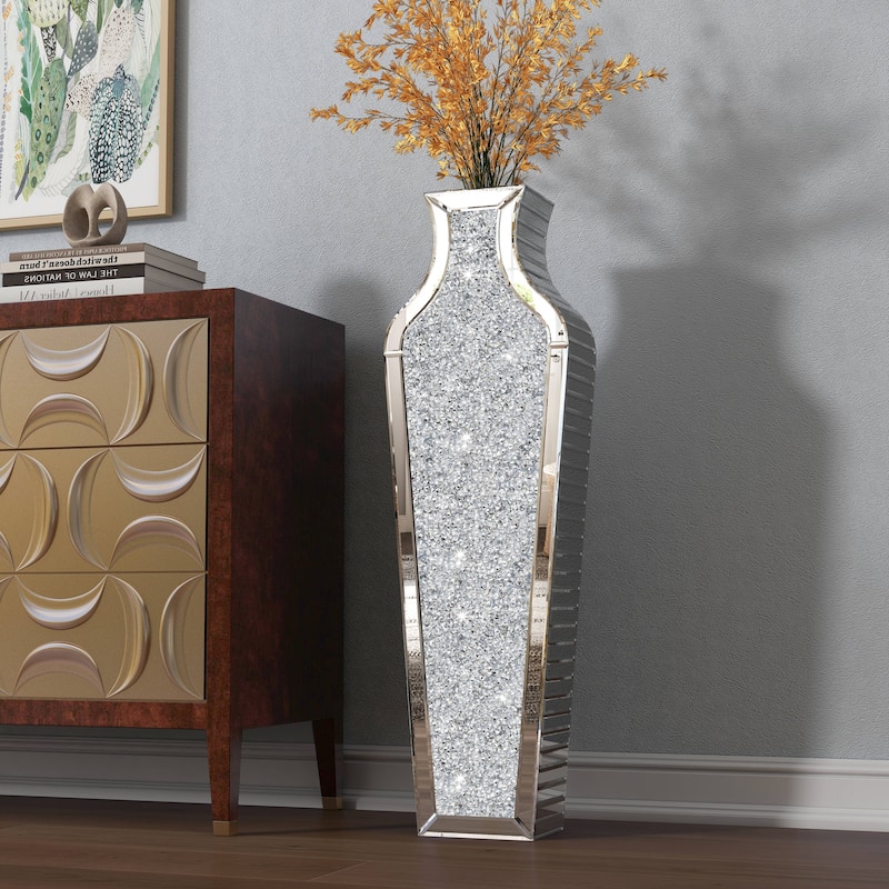 Tall Crushed Diamond Floor Vase