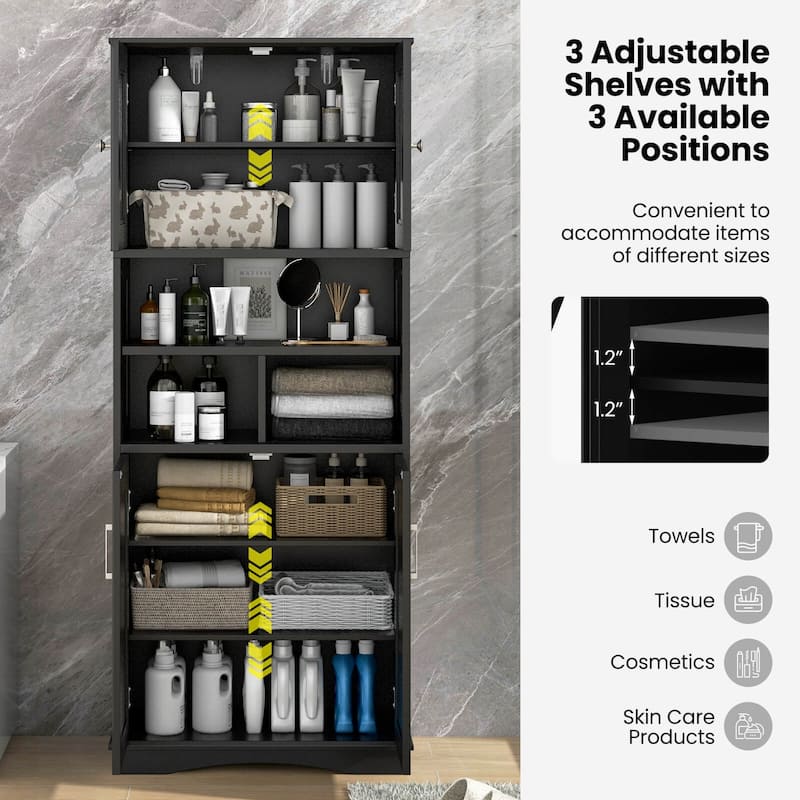 Costway Tall Bathroom Cabinet Large Floor Storage Cabinet with Acrylic - See Details