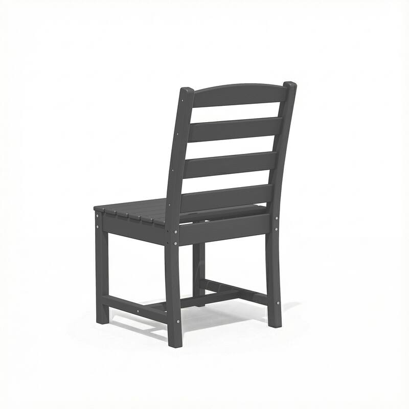 Set of 2 Outdoor Dining Chairs with Armrests, HDPE All Weather Patio Chairs, Waterproof UV Resistant Wood Grain Armchai
