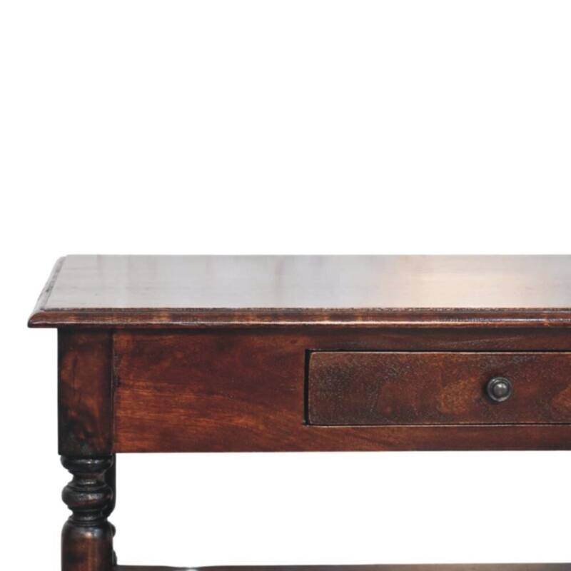 Artisan Furniture Solid Wood Turned Legs Cherry Console Table, Dark brown,1 Drawer,1 Storage area