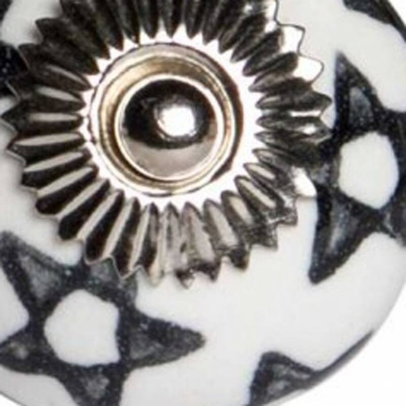 12 Pack Ceramic Round Drawer Knobs with Silver Finish and Flower Design Cabinet Pull Handles - 1.5" X 1.5" X 1.5"