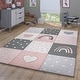 preview thumbnail 5 of 4, Kids Rug Checkered with Rainbows & Hearts in Pink White