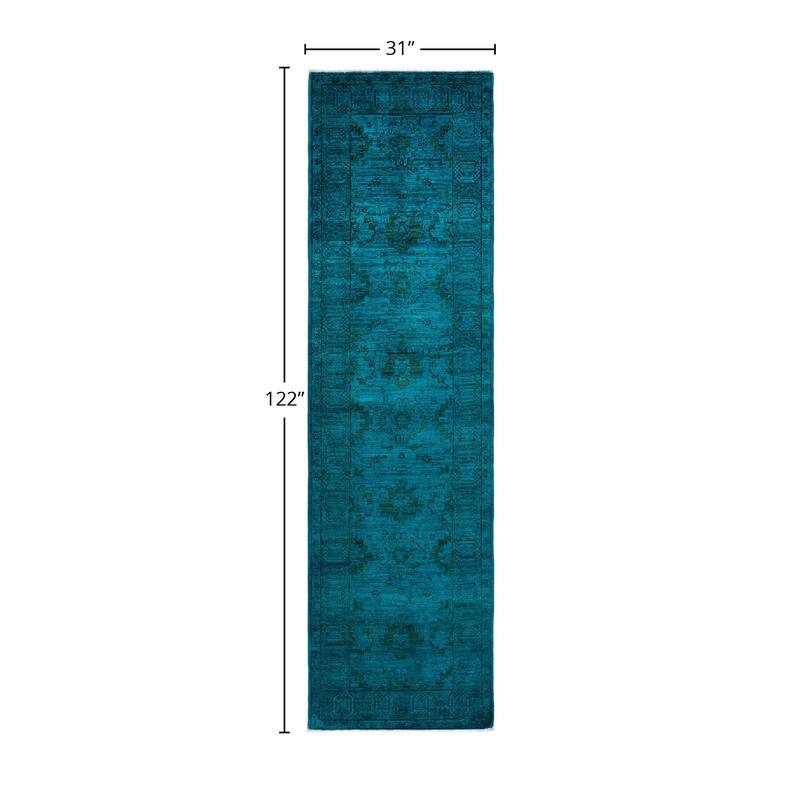Contemporary Overdyed Wool Hand Knotted Runner - 2' 7" x 10' 2"