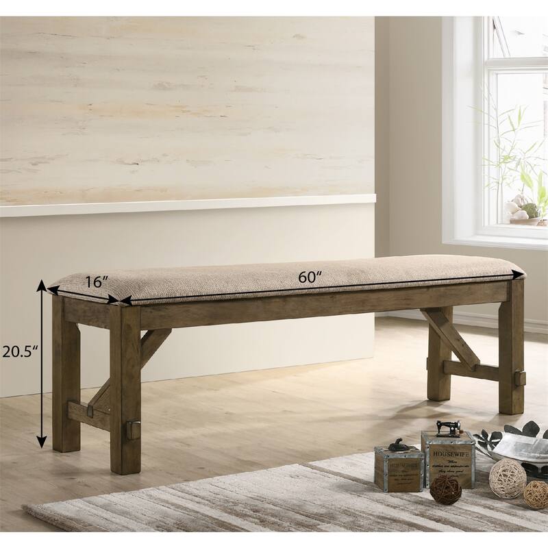 Raven Wood Fabric Upholstered Dining Bench