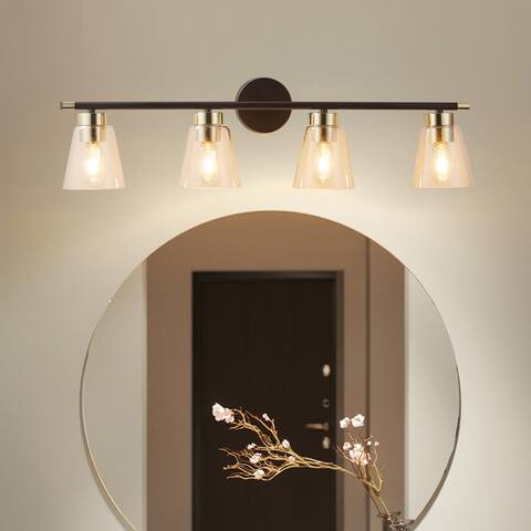 Vintage 3 / 4 Lights Bathroom Vanity Lights Rose Gold with Seeded Glass/ Wall Sconce Lighting
