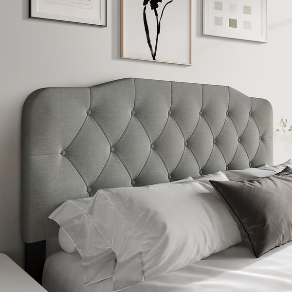slide 2 of 19, CraftPorch Elegant Button-Tufted Upholstered Headboard
