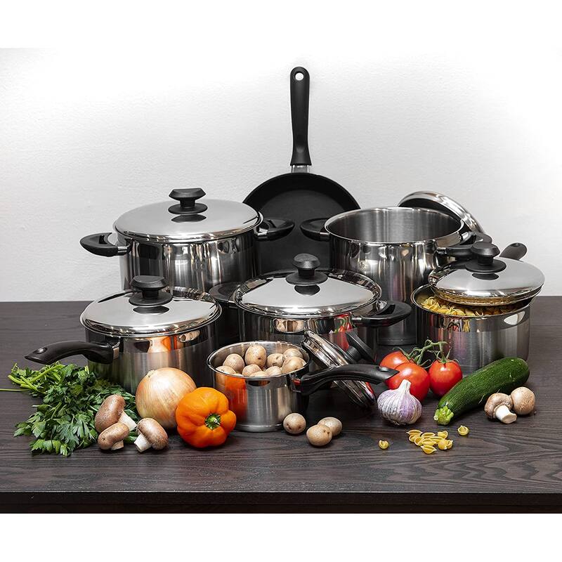 YBM Home 18/10 Tri-Ply Stainless Steel Cookware Set Induction Compatible