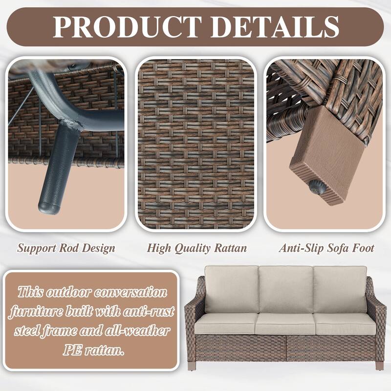 All-Weather Sofa with Outdoor Swivel Chairs Ottomans