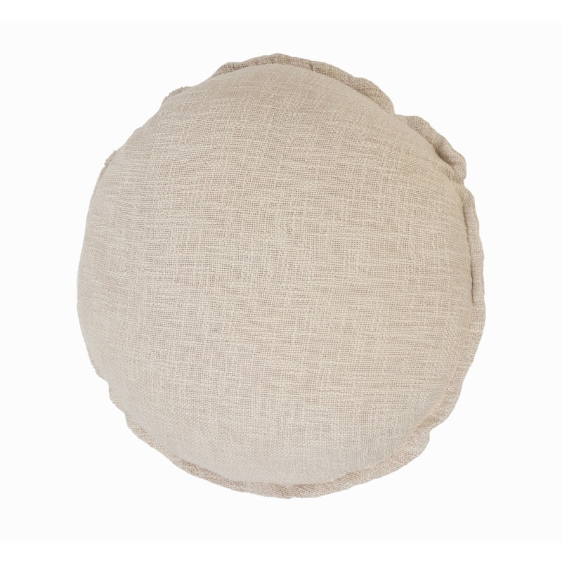 HomeRoots 20" X 20" Beige Round Cotton Throw Pillow