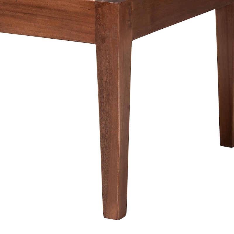 Tabanan Modern Bohemian Nautral Brown Rattan and Brown Acacia Wood 2-Piece Dining Nook Banquette Set
