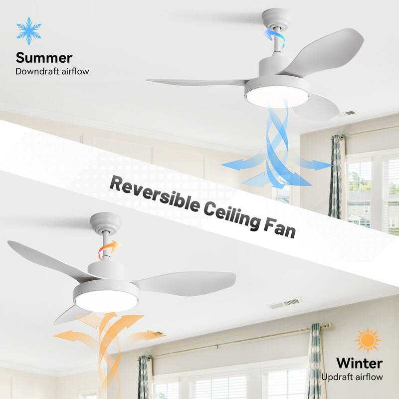 6-Speed Reversible Ceiling Fan with Light and Remote, Indoor 47" Energy Saving Ceiling Fan for Living Room Bedroom