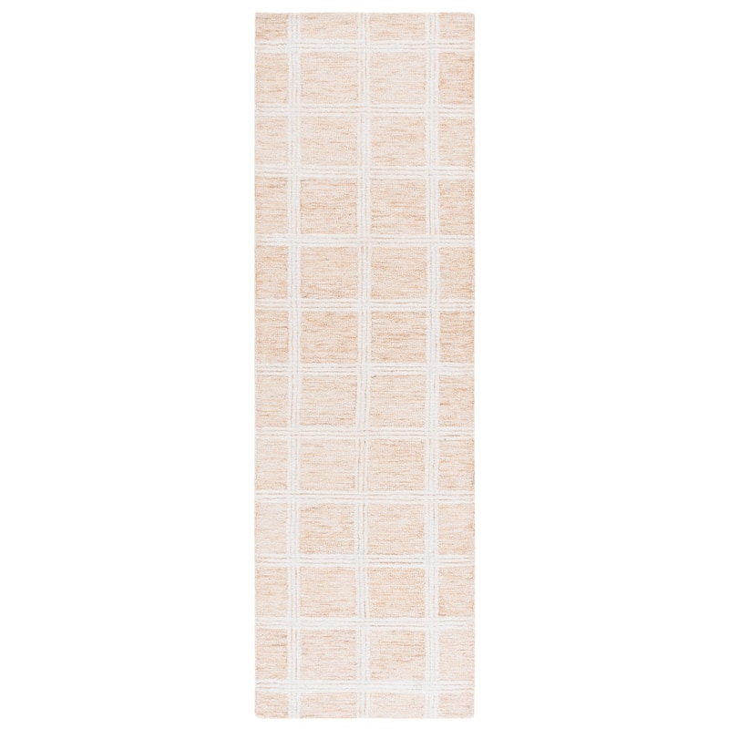 SAFAVIEH Handmade Pine Sandorne Modern & Contemporary Wool Rug - 2'3" x 8' Runner - Orange/Ivory