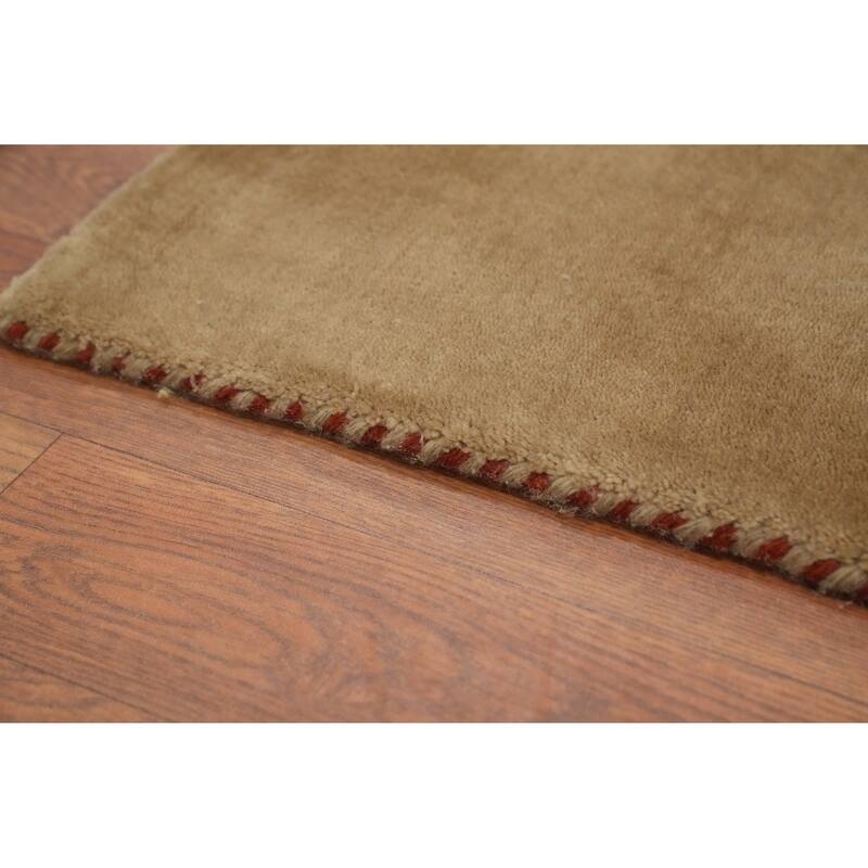 Hand Knotted Oriental 100% Wool Carpet Tribal Animal Pictorial Brown Gabbeh Area Rug - 8' 1'' X 7' 11''