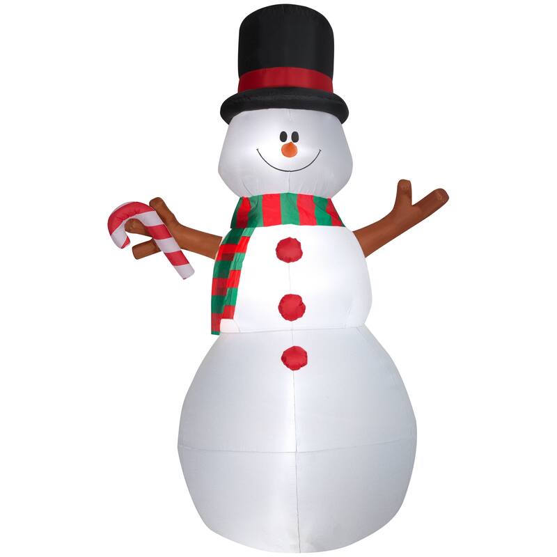 Gemmy Animated Christmas Airblown Inflatable Swiveling Snowman, 10 ft Tall, White